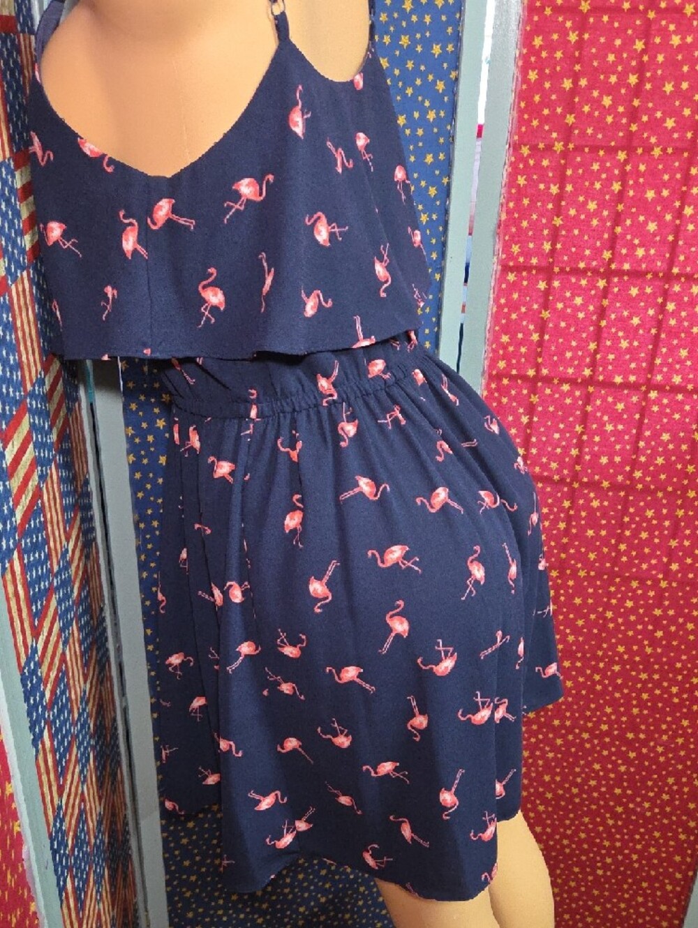 Elle Navy Dress with Pink Flamingo Print - Picture 4 of 6